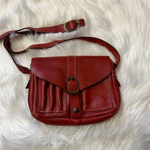 Red Crossbody leather bag.